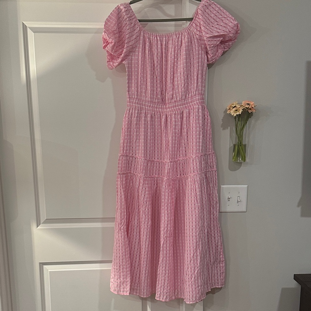 Pink Puff Sleeve Off-Shoulder Dress, M 🩷